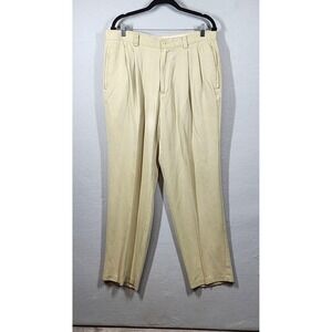 Vintage Tommy Bahama Dress Pants Size 40‎ Khaki Silk Pleated Church Wedding Golf